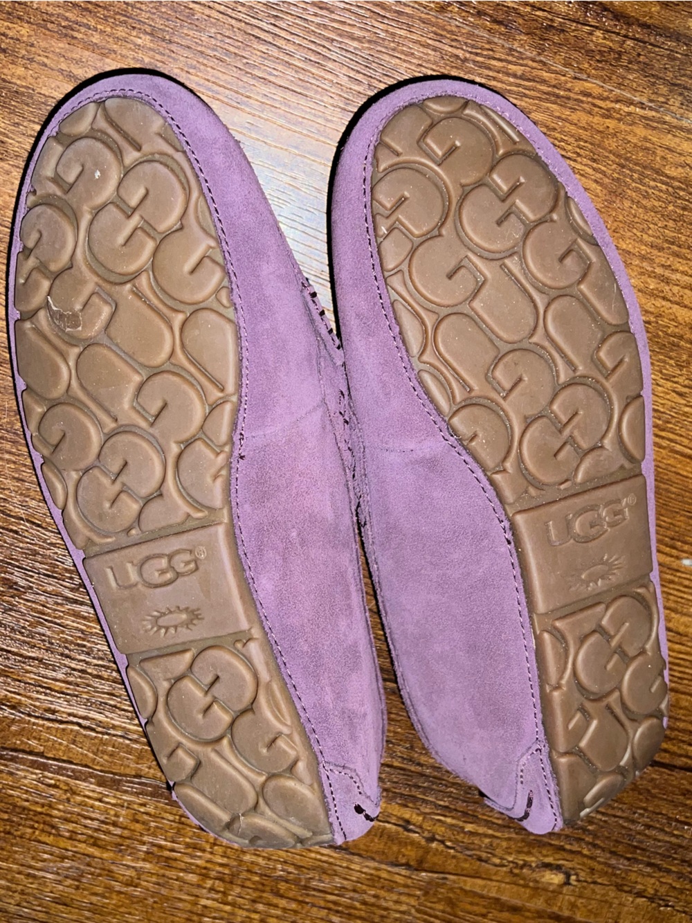 UGG Australia Purple Ansley Suede Fuzzy Moccasin Chain Link Slippers Size 7 - Picture 8 of 9